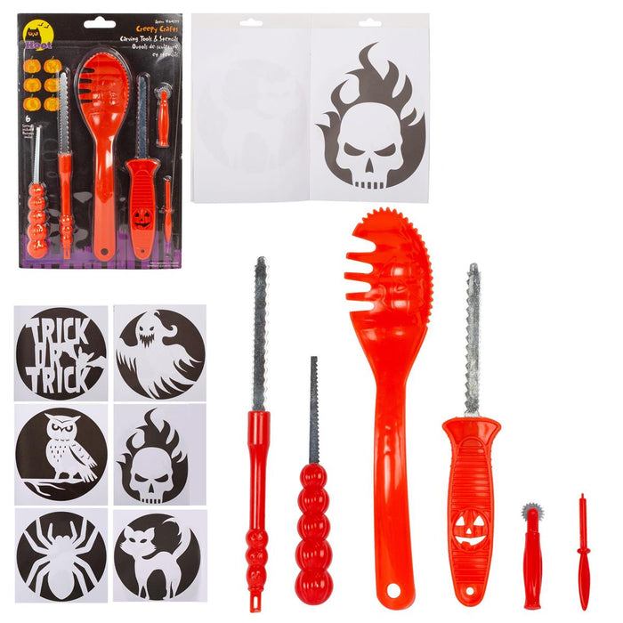 PUMPKIN CARVING KIT , CUTTING STENCIL6PCS
