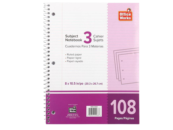 3 SUBJECT NOTEBOOK RULED PAPER 108 PAGES