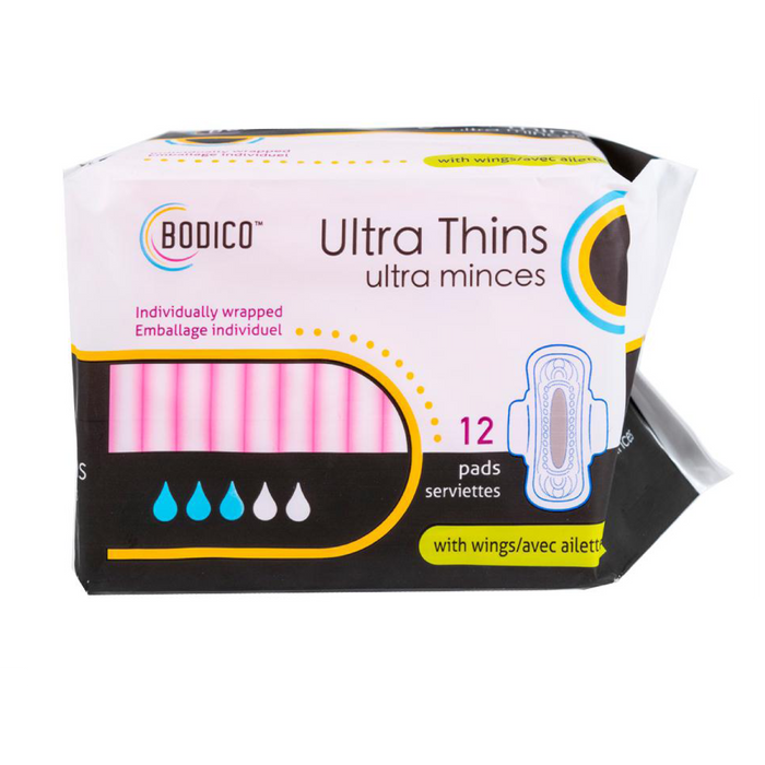BODICO ULTRA THIN PADS WITH WINGS - 12 PCS