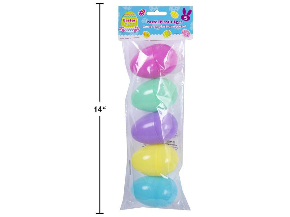 EASTER 5PK PASTEL PLASTIC EGGS 3.25" ASSORTED COLOURS