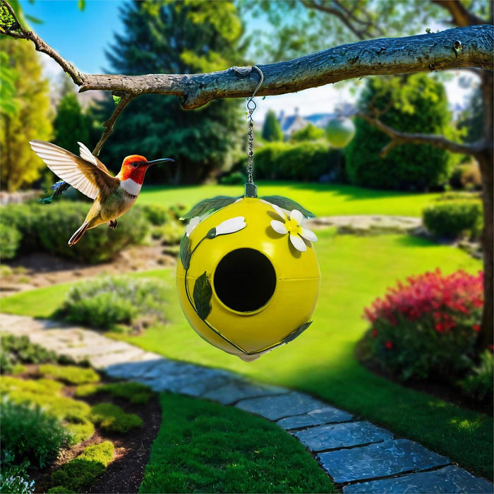 METAL LEMON SHAPE BIRD HOUSE