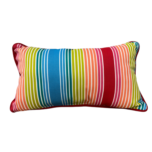 Colorful striped pillow on a white background