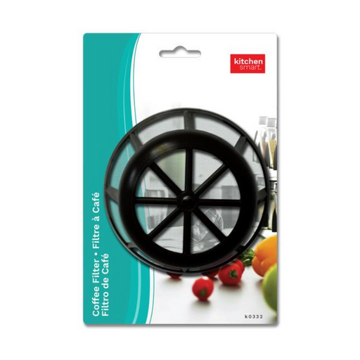 Coffee filter on a KitchenAid branded packaging with fruits and vegetables in the background