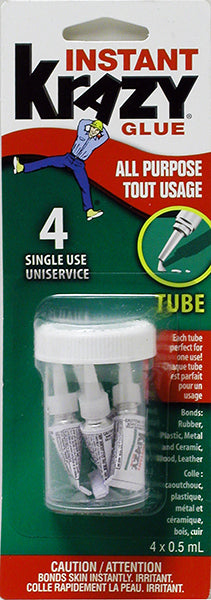 KRAZY GLUE ALL PURPOSE STRONG INSTANT BOND - 4 X 0.5ML.