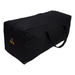 Black duffel bag with a visible brand logo on a white background
