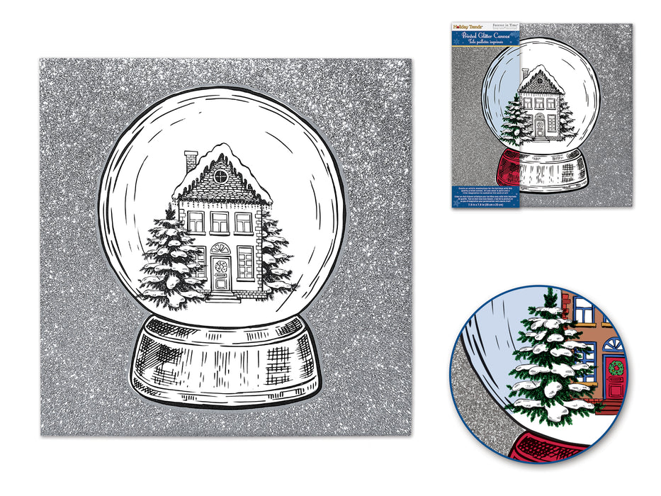 GLITTER CHRISTMAS CANVAS - SNOW GLOBE