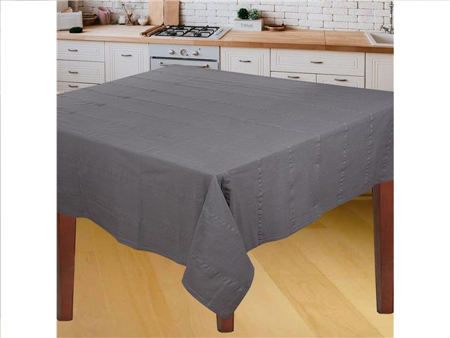 GREY RIBBED TABLECLOTH