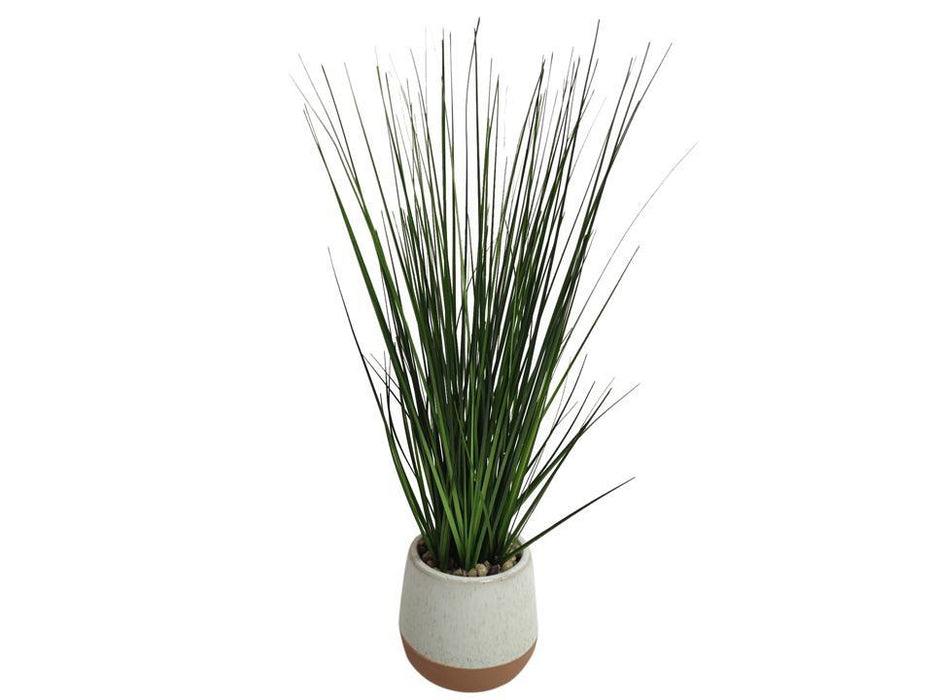 ARTIFICIAL GRASS IN 3.5" CERAMIC POT - 15.5"H