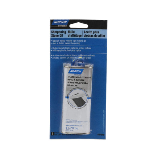 Norton sharpening stone oil packaging on a white background
