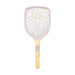 Mosquito swatter with a white head and yellow handle on a white background
