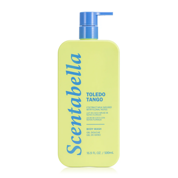 Scentabella Toledo Tango body wash bottle on a white background