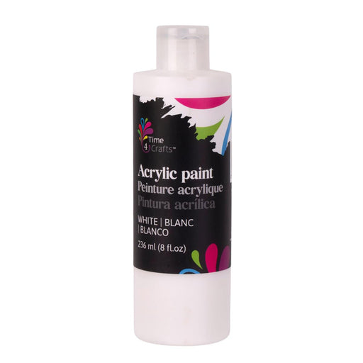 Bottle of acrylic paint with a black label on a white background