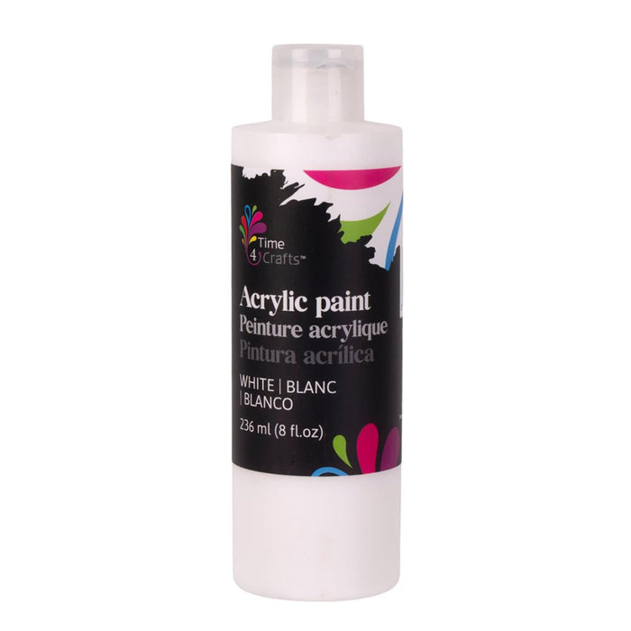 Bottle of acrylic paint with a black label on a white background