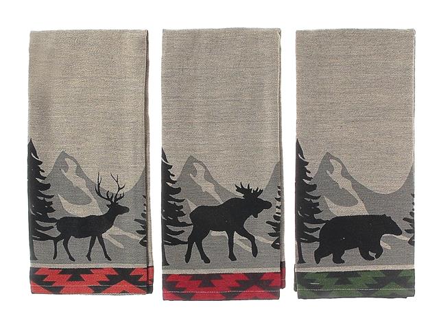 ASSORTED FOREST ANIMAL WOVEN KITCHEN TOWEL