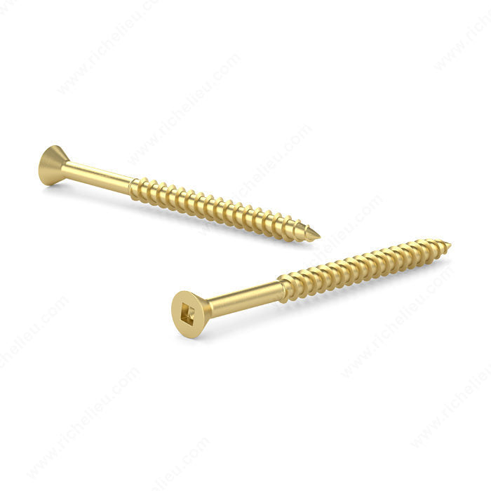 BRASS WOOD SCREW, FLAT HEAD, #6 1/2IN, 100PK