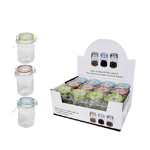 GLASS JAR ROUND CLAMP LID 300ML