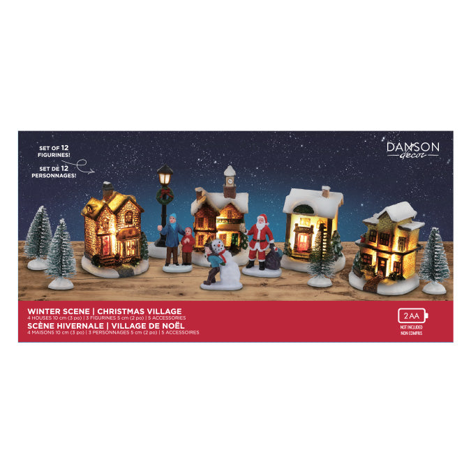 BATTERY OPERATED LED LIGHT UP MINI WINTER SCENE