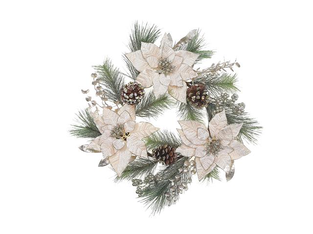 POINSETTIA AND PINECONE WREATH