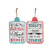 Two assorted kitchen wall signs — one reads “The Kitchen is the Heart of the Home!” in teal, red, and black; the other reads “Today’s Menu: Eat It or Starve” in teal, black, and red.