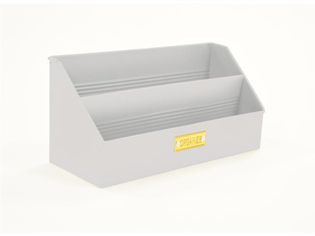 WHITE GOLD METAL DESK ORGANIZER 10.75X5X4