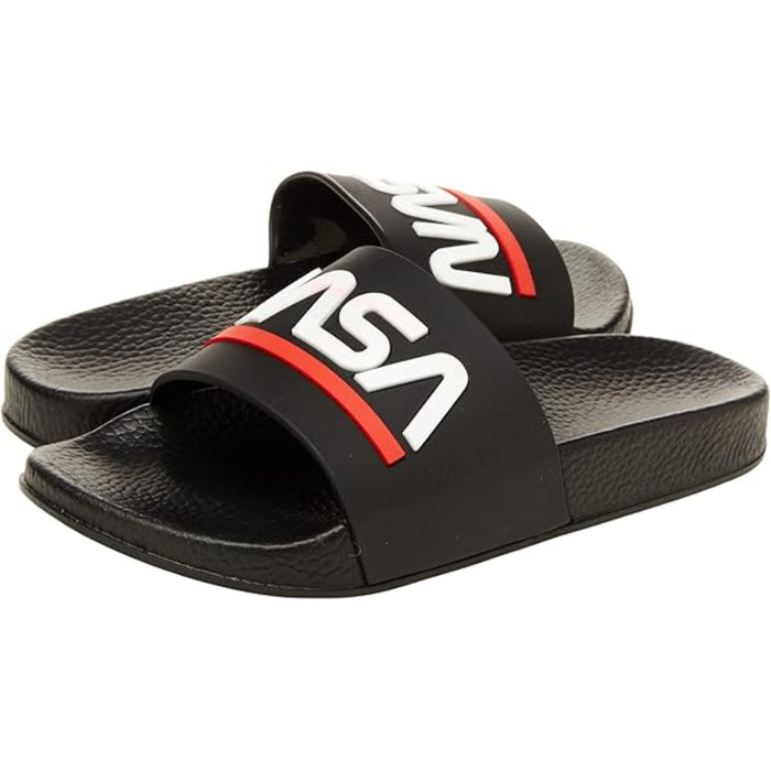 Black slides with red and white logo on a white background