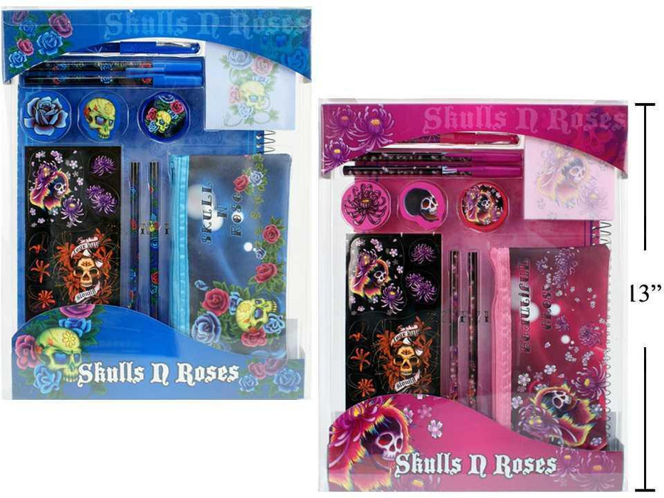 SKULL N ROSES 12PC STATIONERY SET