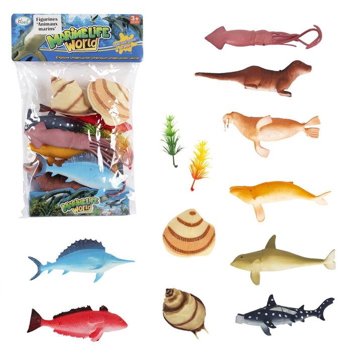 12PC MARINE ANIMAL TOY FIGURINES