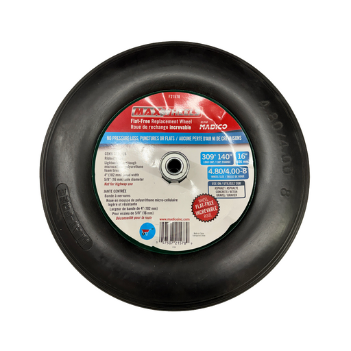 MaxWHEELS flat-free replacement wheel with label on a white background