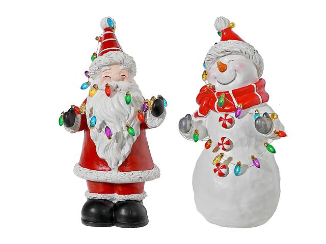 LED RESIN SANTA OR SNOWMAN DECOR