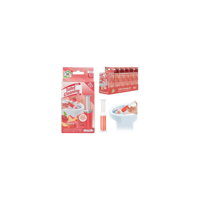 Bowl cleaner packaging with a peach flavor on a white background