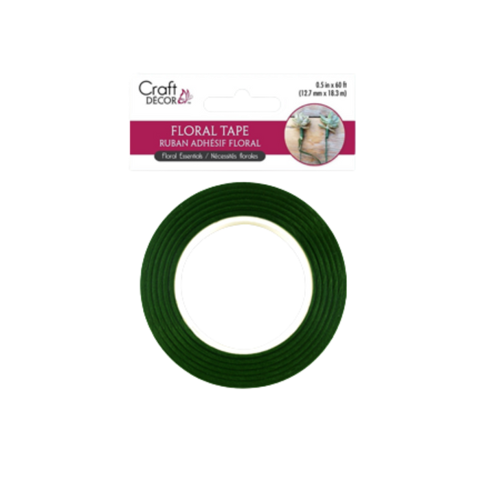 Green floral tape on a white background with 'Craft Decor' branding.