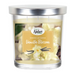 Scented jar candle labeled 'Vanilla Blossom' with a clear lid on a white background