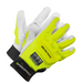 Pair of neon yellow and white gloves with 'Delta Force' branding on a white background