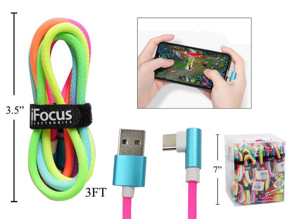 IFOCUS TYPE C RAINBOW USB VELCRO STRAP 3 FT