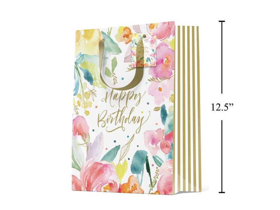 LARGE GIFT BAG - FLORAL BIRTHDAY MATTE