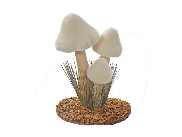 TRIPLE MUSHROOM DECOR WHITE