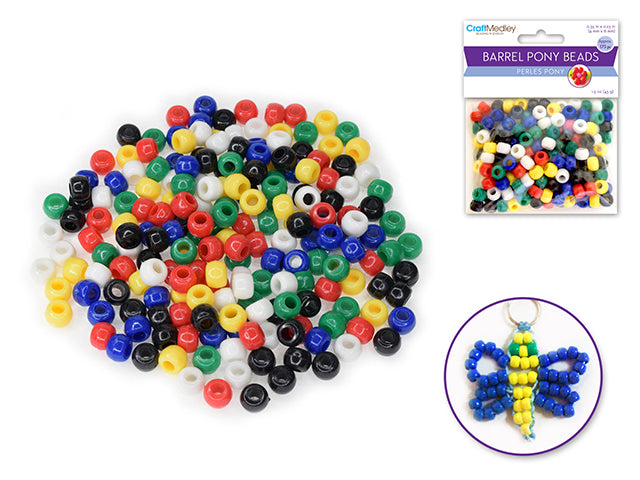 BARREL PONY BEADS 9MMX6MM 175PC