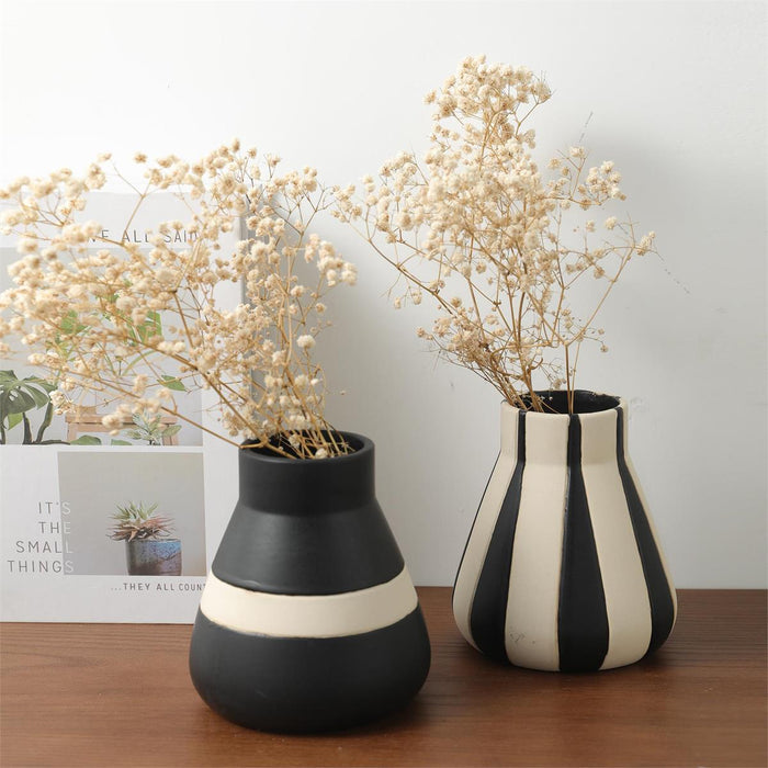 CERAMIC VASE BLACK/NATURAL