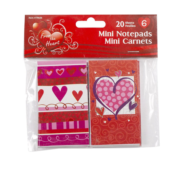 VALENTINES MINI NOTEPADS PACK OF 6