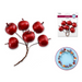 Glossy red foam mini apples bundled on brown wire stems, ideal for wreaths, arrangements, and crafts.