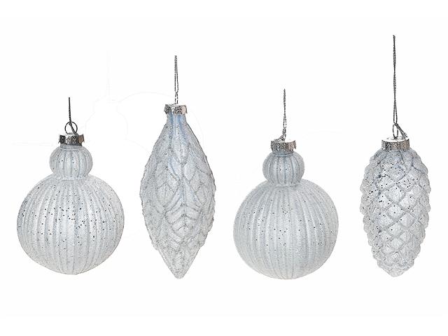 ASSORTED LIGHT BLUE GLASS ORNAMENT