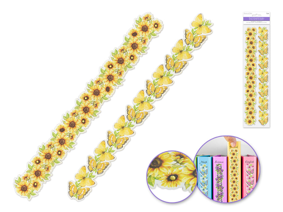 PAPER CRAFT STICKER: 12" FLORAL & BUTTERFLY BORDER 2PK,