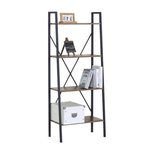Bookshelf with decorative items on a white background