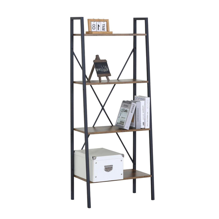 Bookshelf with decorative items on a white background