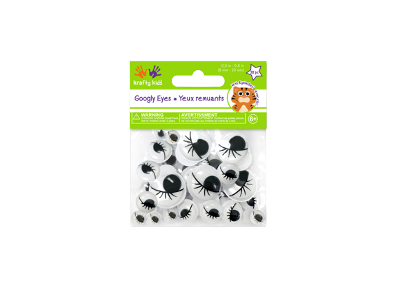 PASTE-ON GOOGLY EYES: LASHES 8-20MM 38/OK BLACK STANDARD