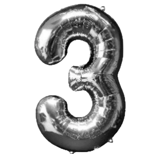 34" SILVER BALLOON FOIL NUMBER