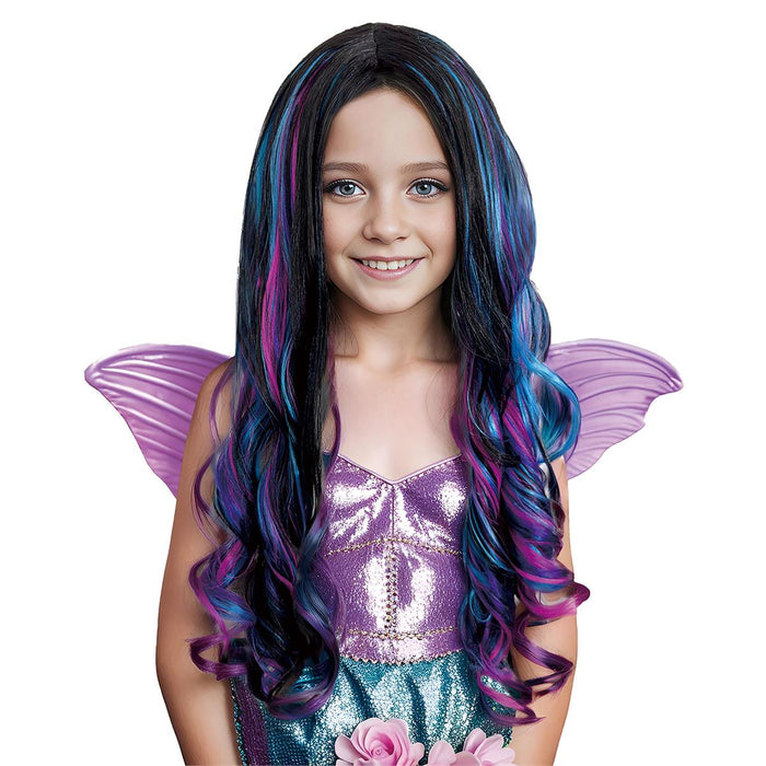 BLACK W/STREAKS PARTY WIG