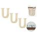 Set of wooden letters 'U' with packaging and a decorative wall art piece.