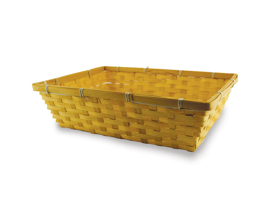 BASKET TRAY: 14.6IN X 10.6IN X 4.3IN LRG BAMBOO AUTUMN GOLD TINT