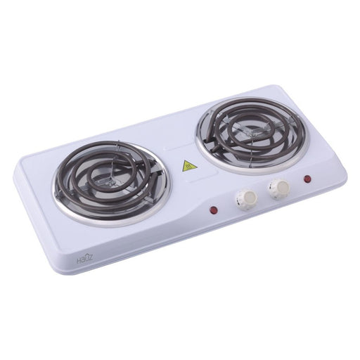 Double electric burner stove on a white background
